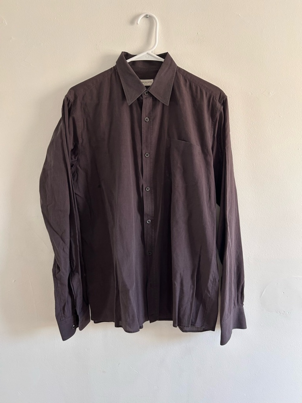Dries Van Noten Men's Dark Long-Sleeve Button Shirt